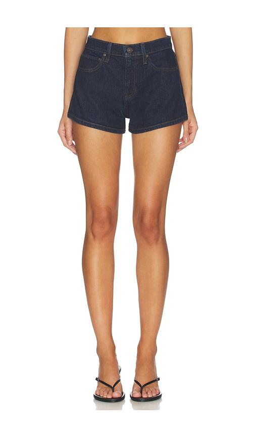 paige hayley short in blue.