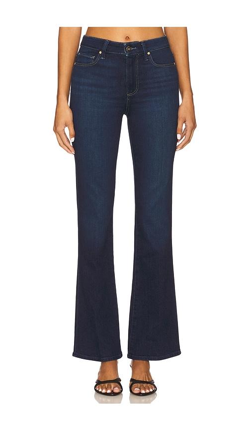 paige high rise laurel canyon bootcut jeans in blue.
