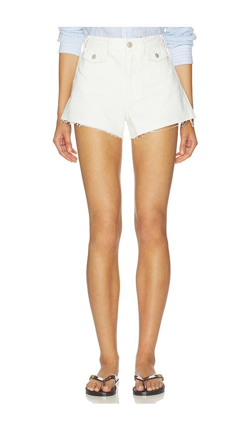 paige isa mini patch pockets short in white.