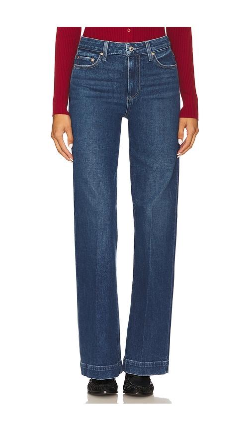 paige leenah wide leg jeans in blue.