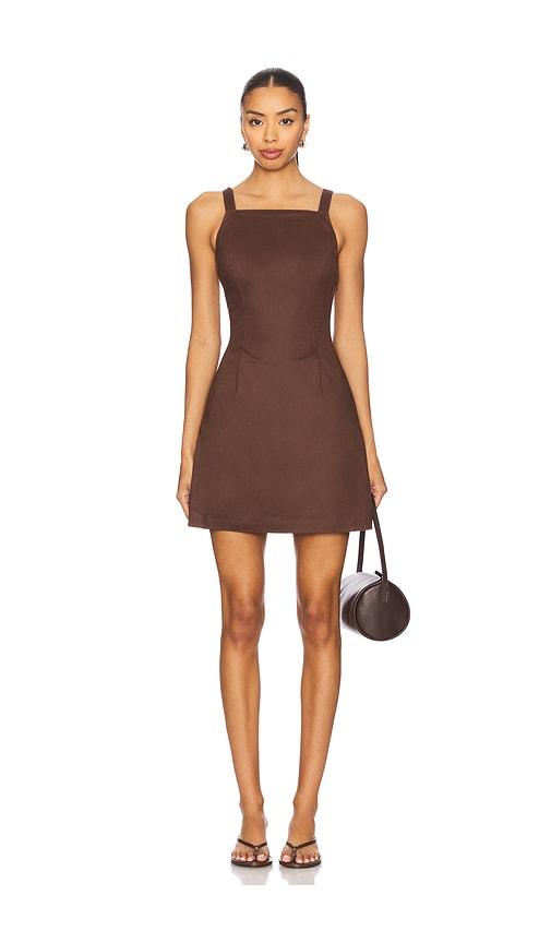 paige moxie dress in chocolate.