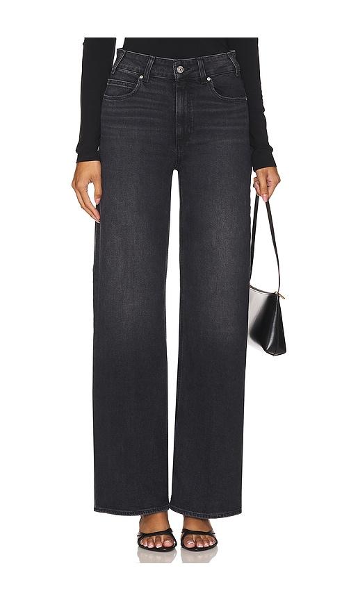 paige sasha petite wide leg jeans in black.