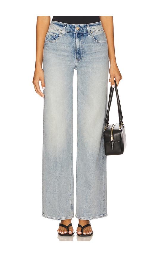 paige sasha wide leg jeans in blue.