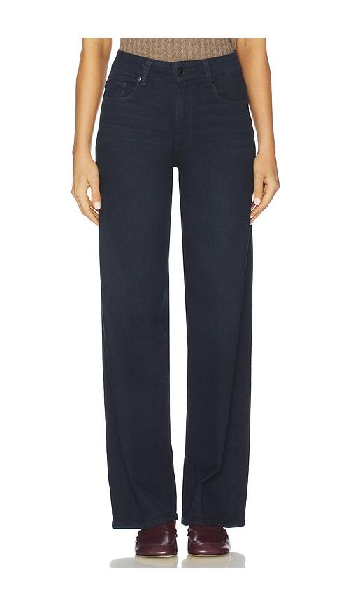 paige sasha wide leg jeans in blue.