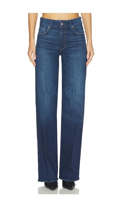 paige sasha wide leg jeans in blue.