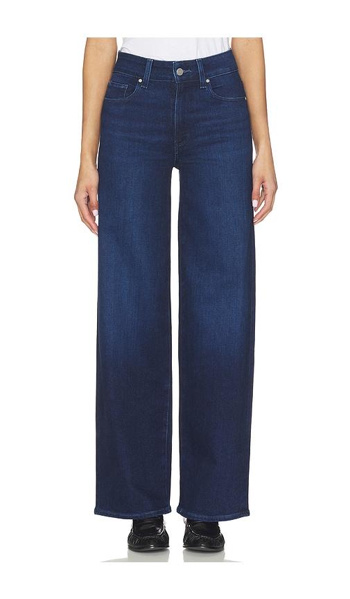 paige sasha wide leg jeans in blue.