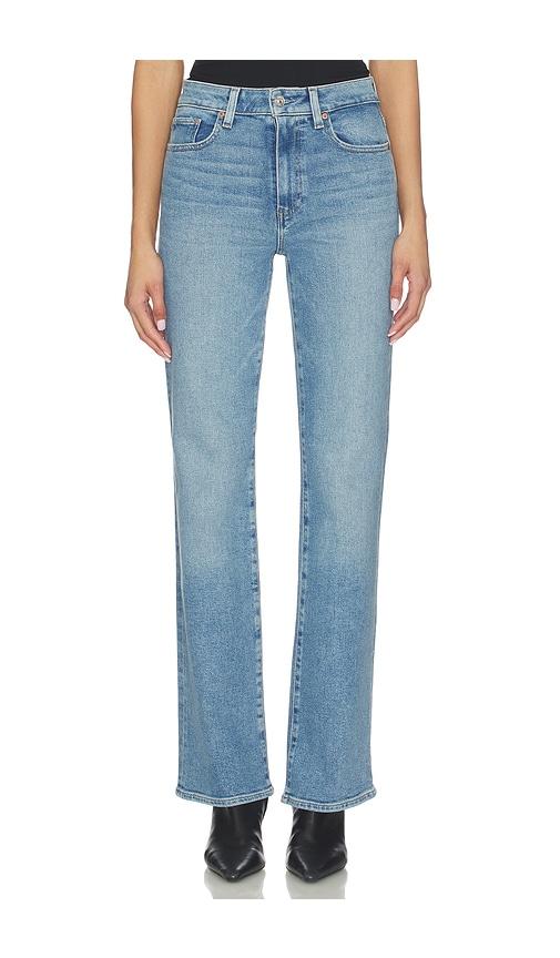 paige stevie bootcut jeans in blue.