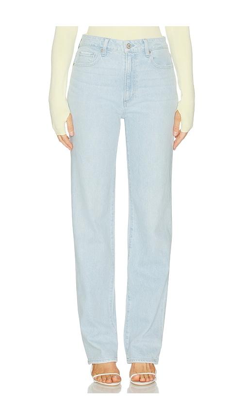 paige stevie straight leg jeans in blue.