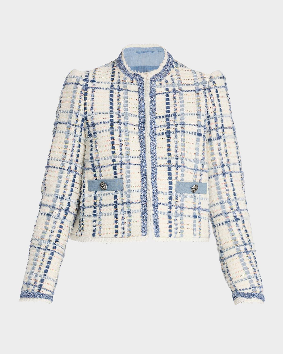 paillette check luxury tweed jacket