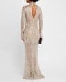 paillette net knit long-sleeve maxi dress