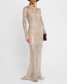 paillette net knit long-sleeve maxi dress