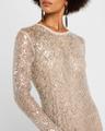 paillette net knit long-sleeve maxi dress