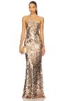 paillette one shoulder gown