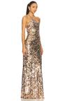 paillette one shoulder gown