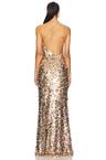 paillette one shoulder gown