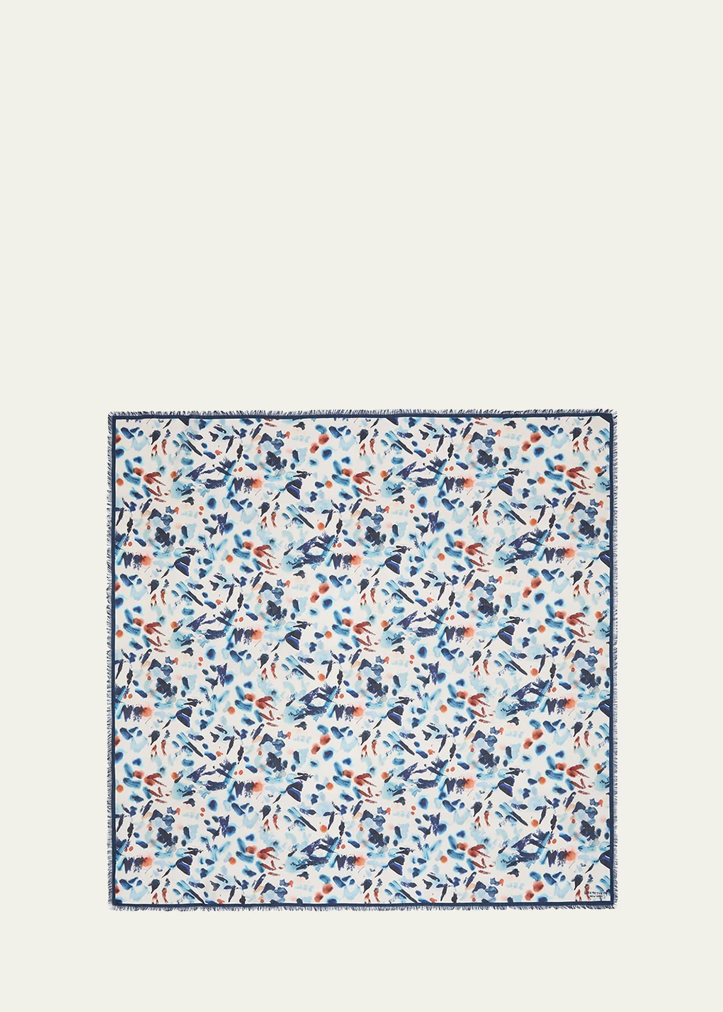 paint splatter square cashmere-silk scarf