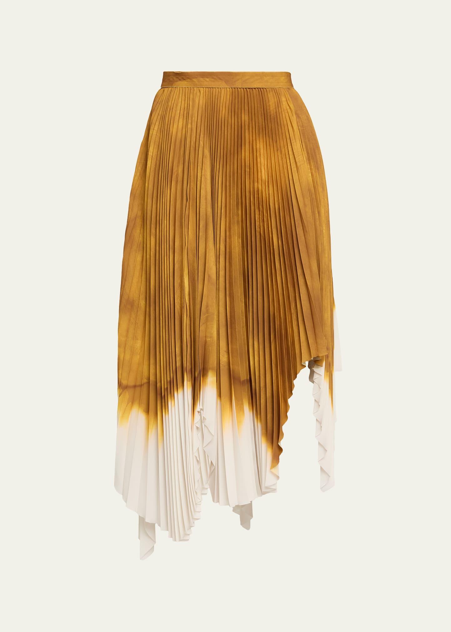 painted stripe pleated asymmetric skirt