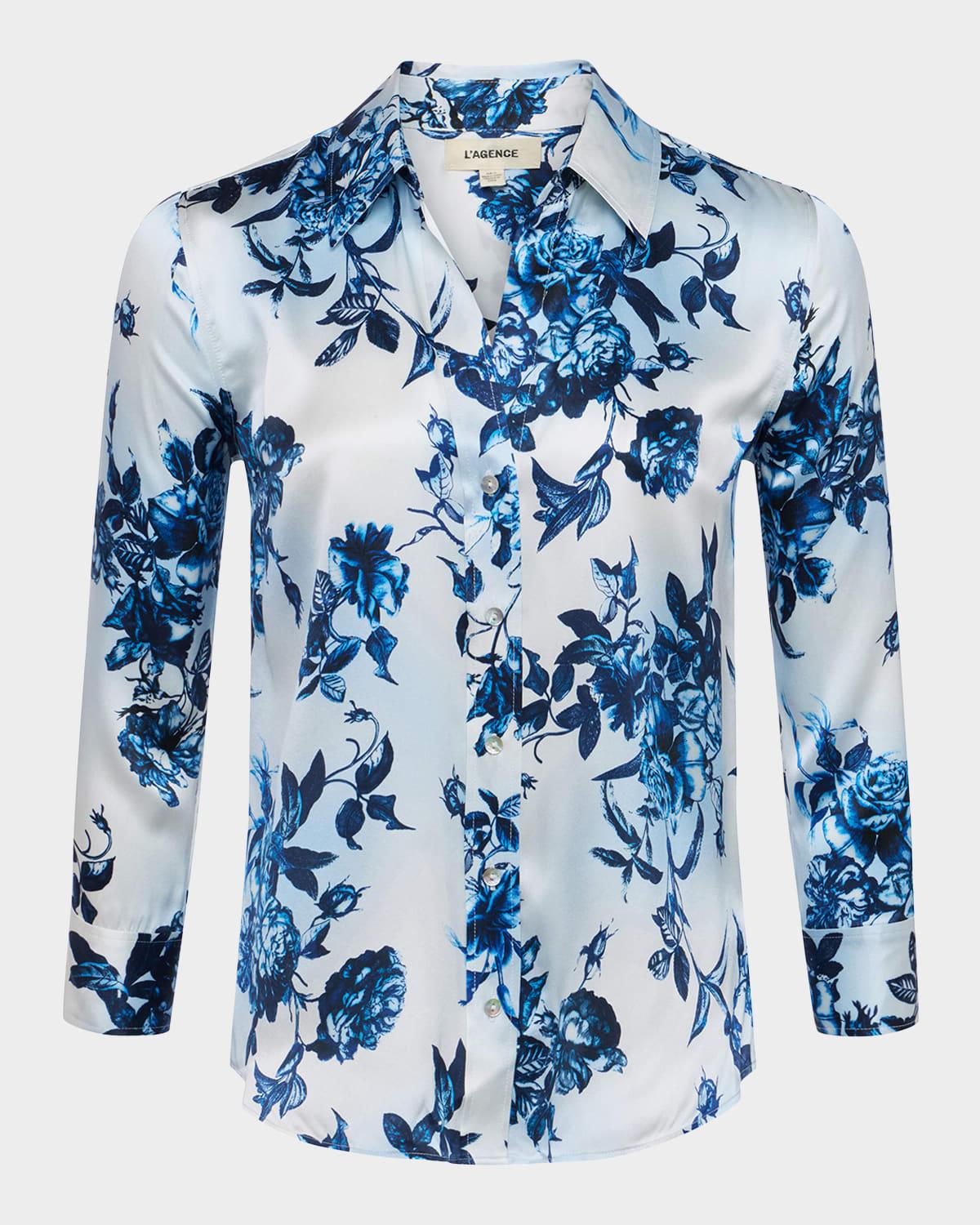 painterly floral dani silk blouse