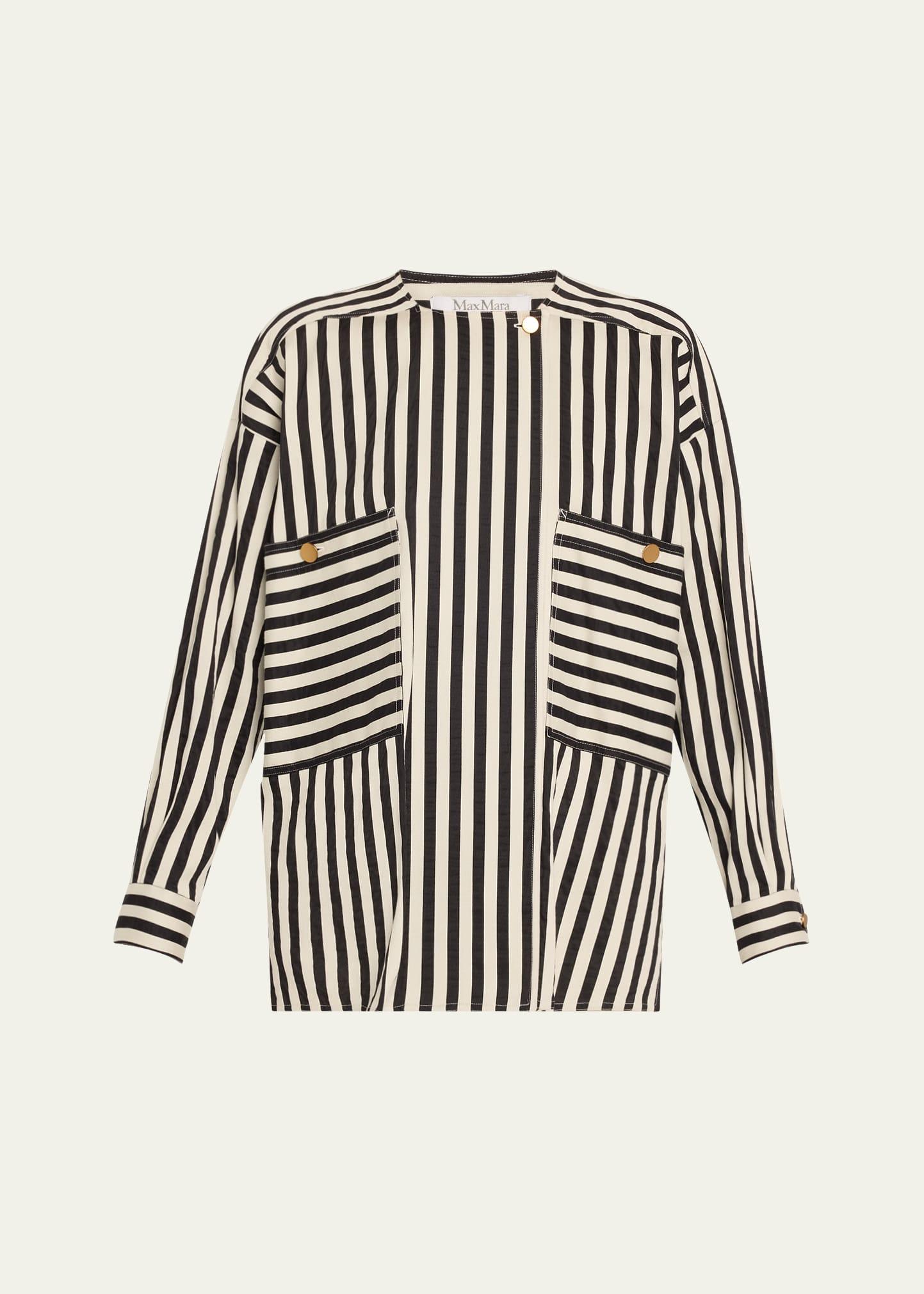 paio stripe long-sleeve silk shirt jacket
