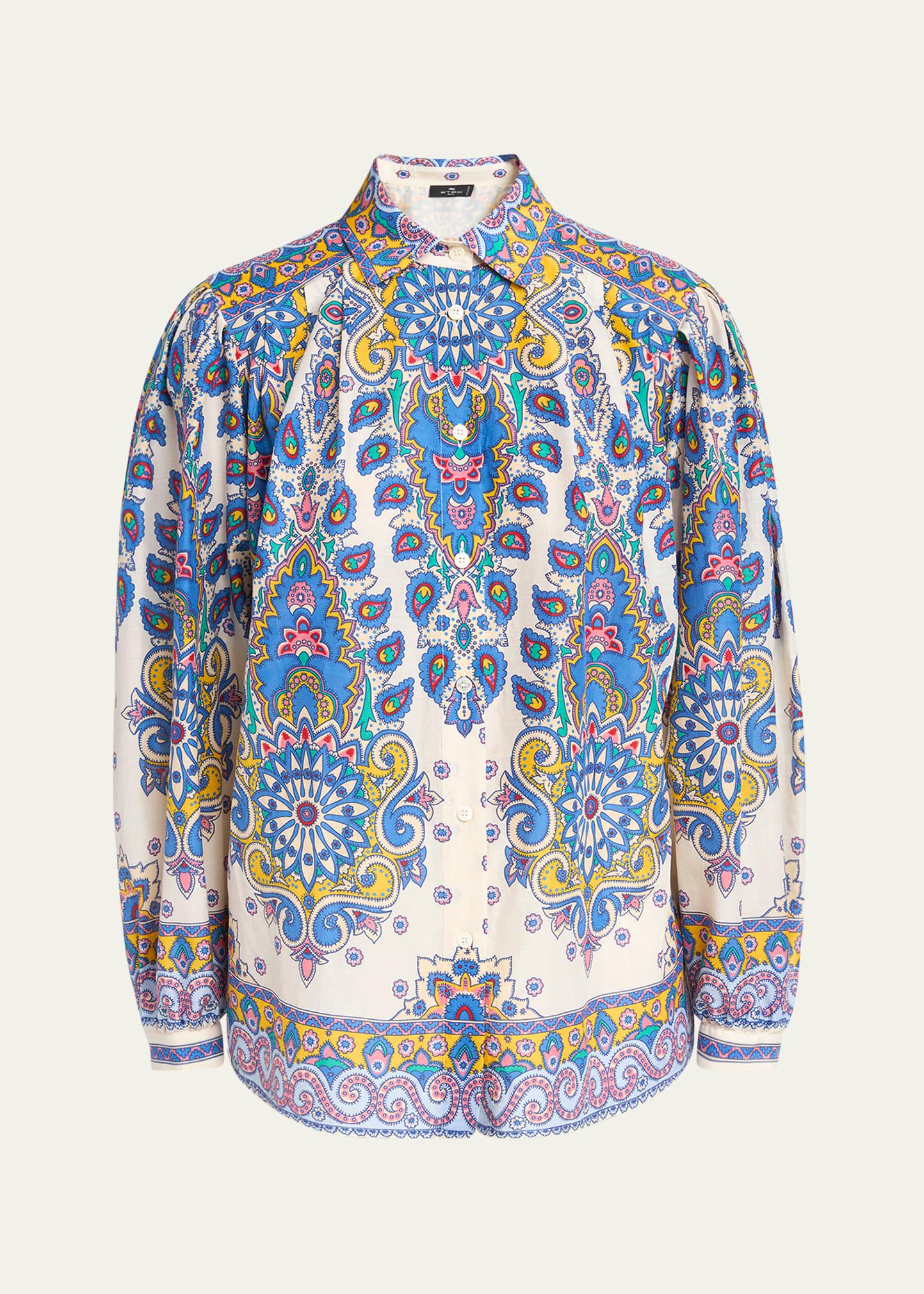 paisley button down blouse