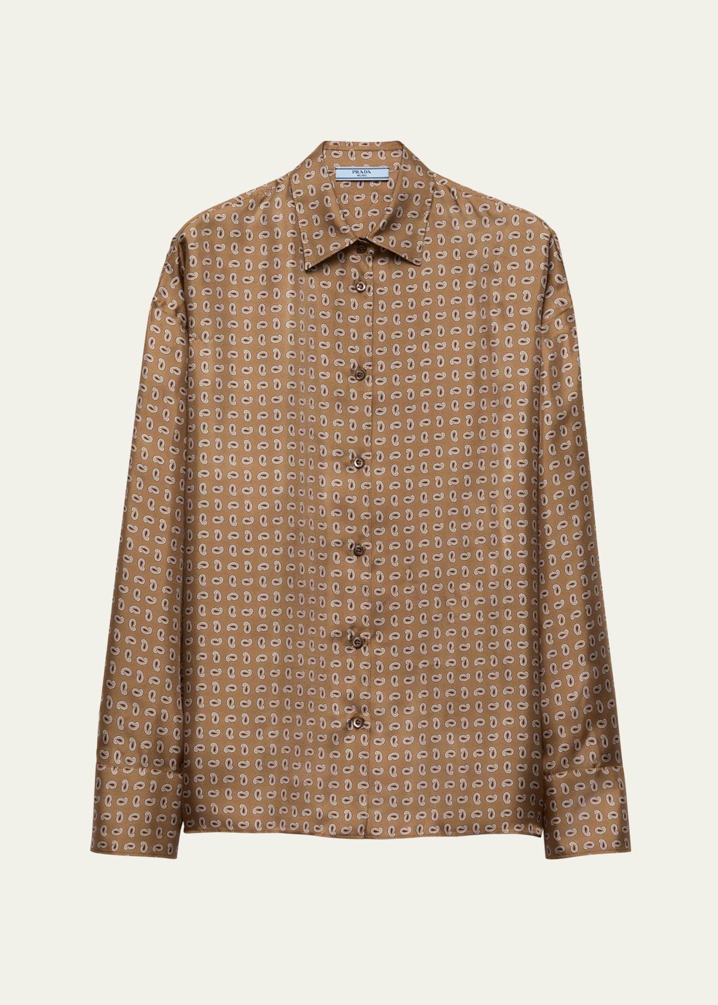paisley button down silk twill blouse