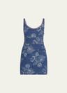 paisley denim mini dresses