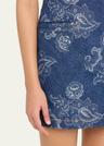 paisley denim mini dresses