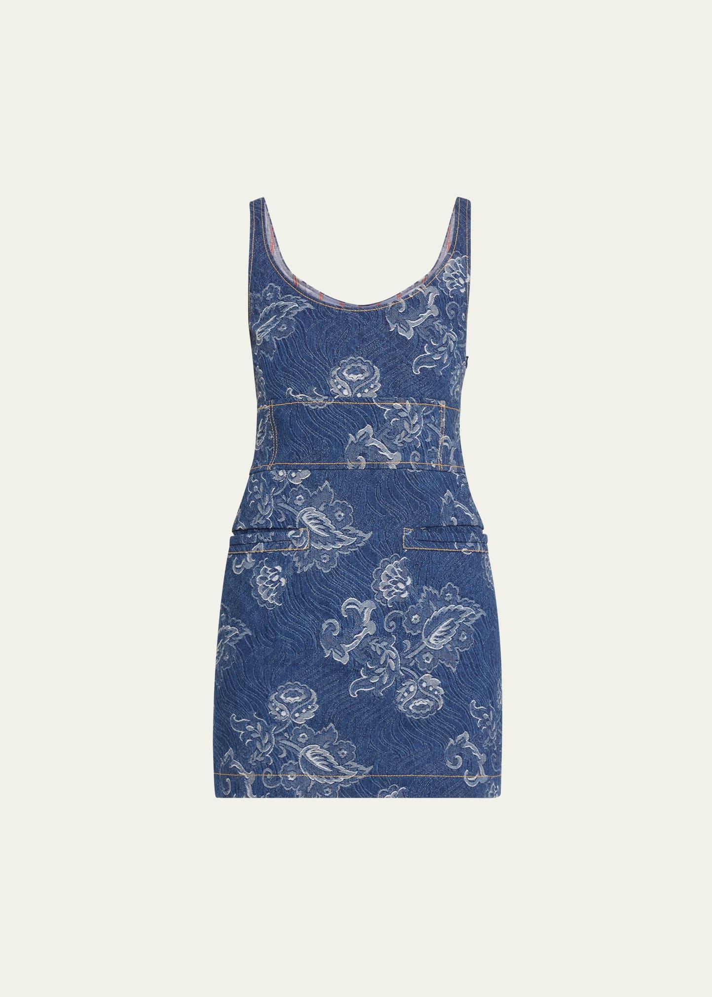 paisley denim mini dresses