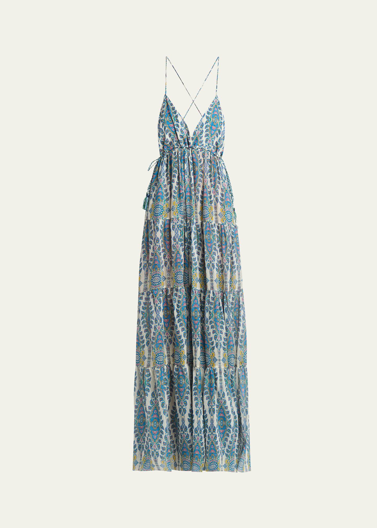 paisley drawstring beach dress