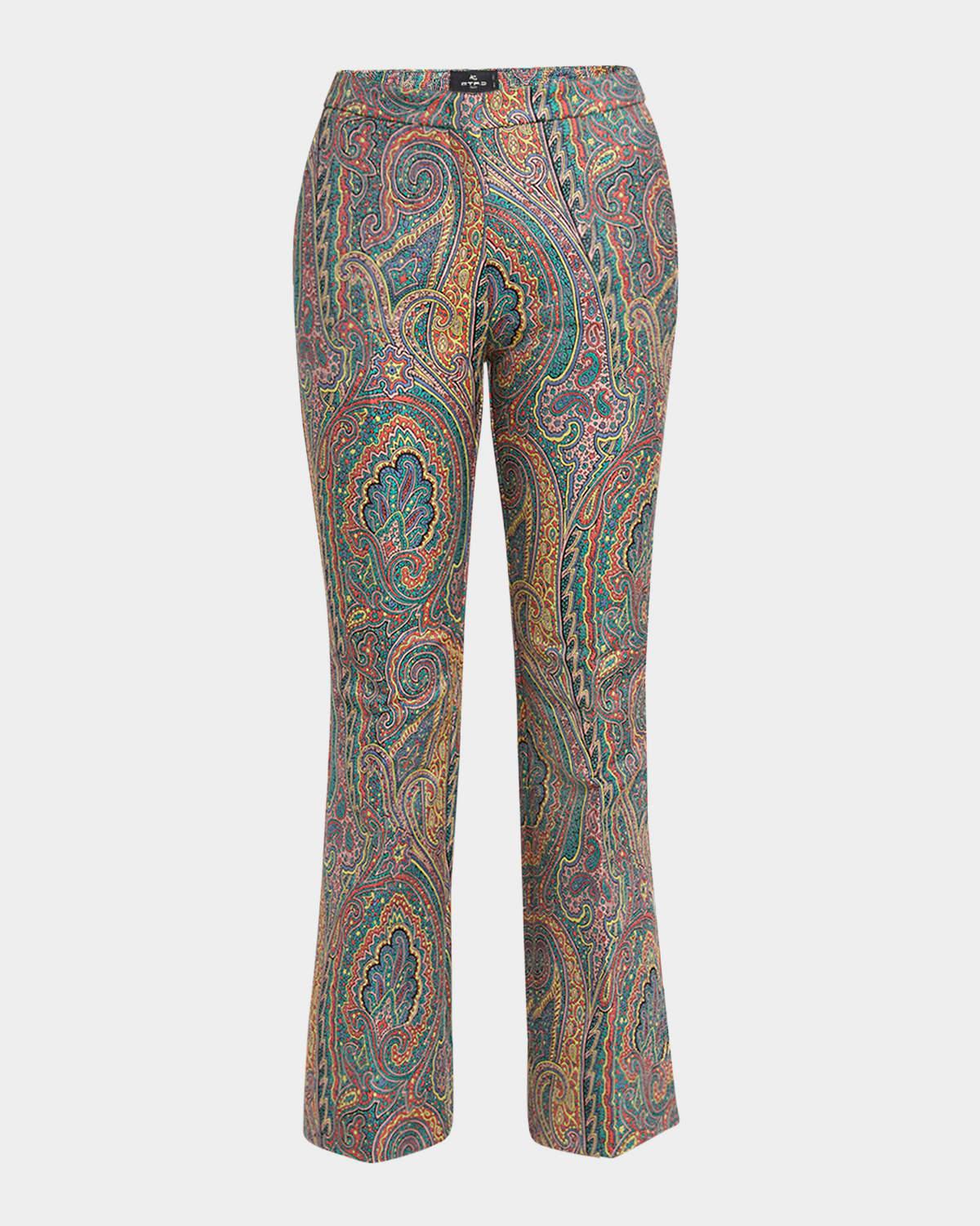 paisley high-rise flare trousers