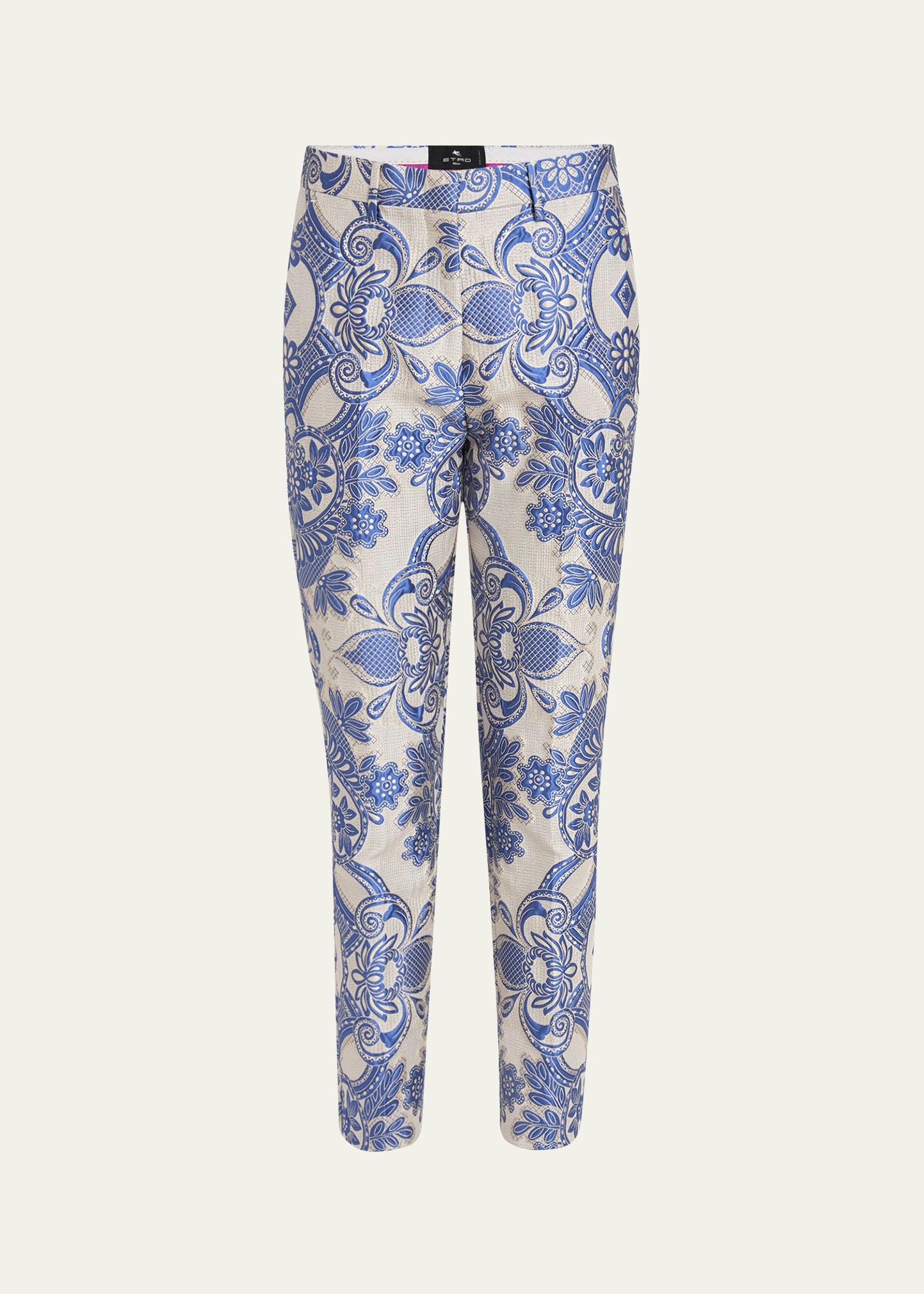 paisley jacquard cropped skinny trousers