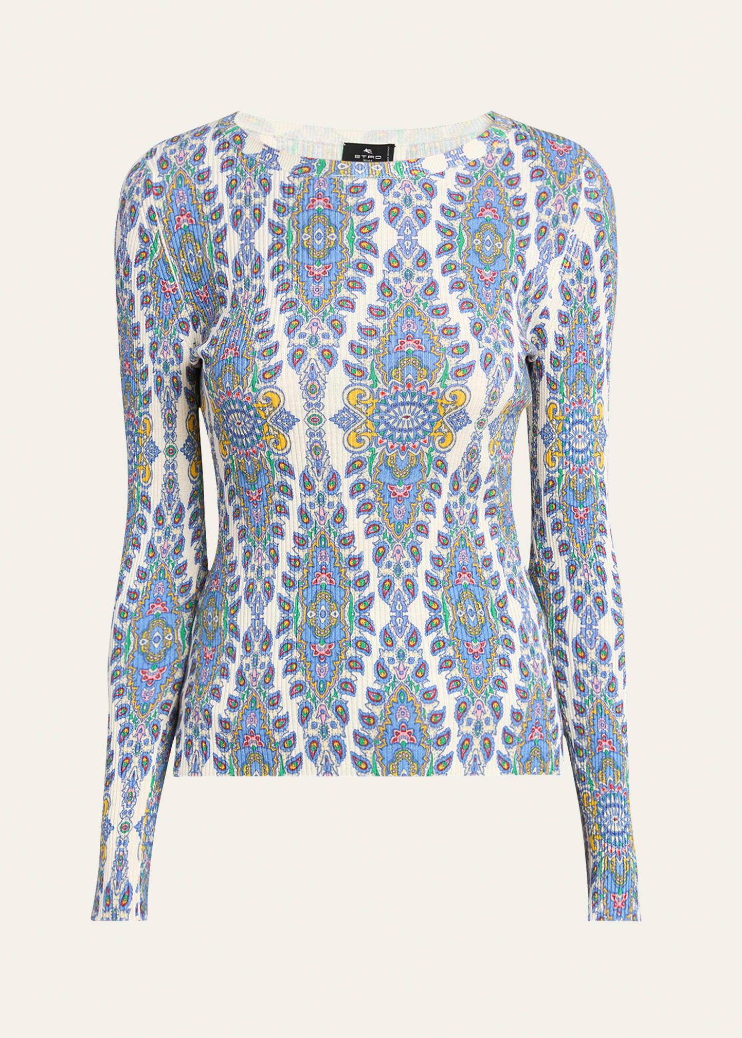 paisley knit long-sleeve top