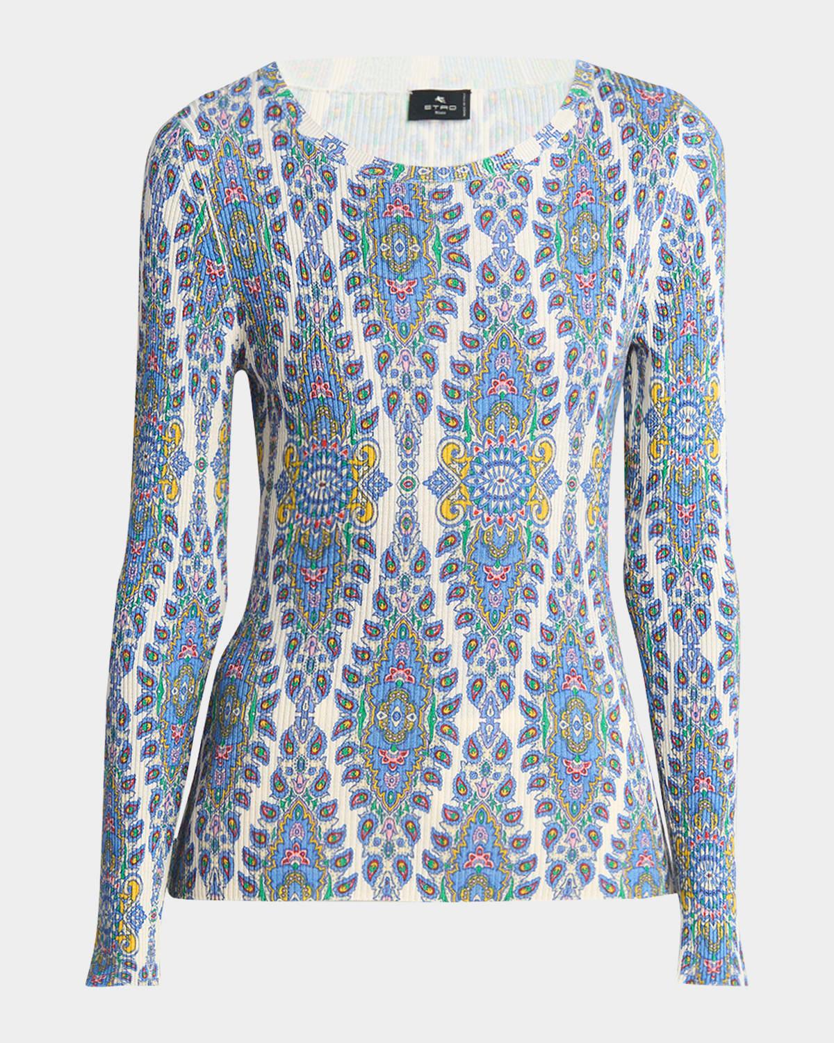 paisley knit long-sleeve top