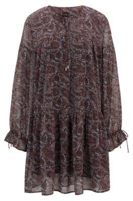 paisley-print dress with tie details- patterned women's day dresses
