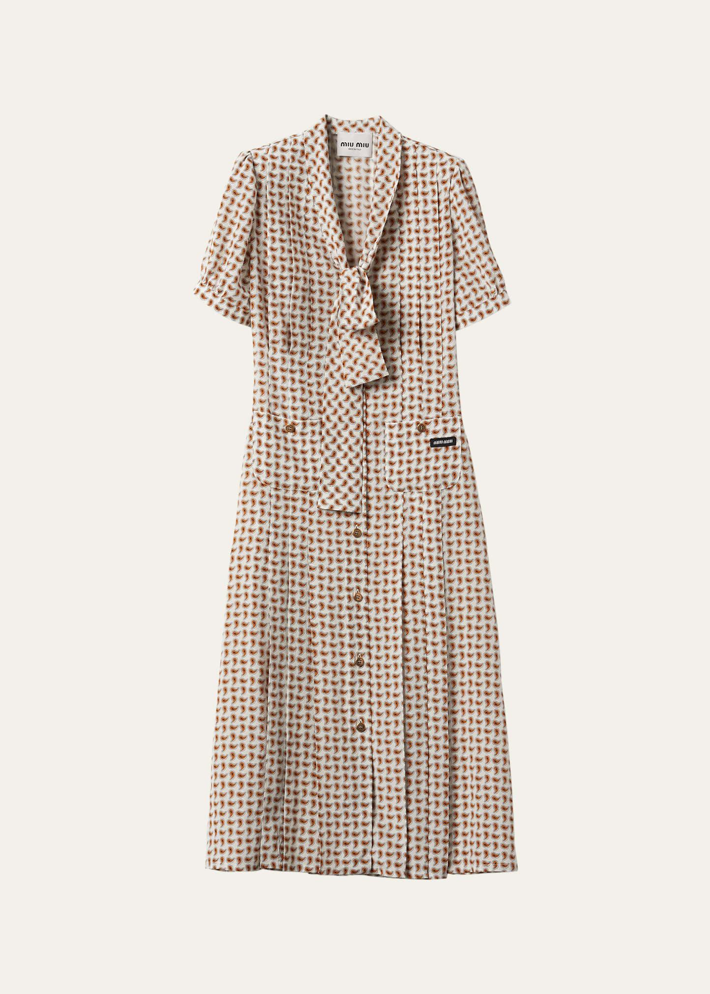 paisley print shirtdress with tie neck