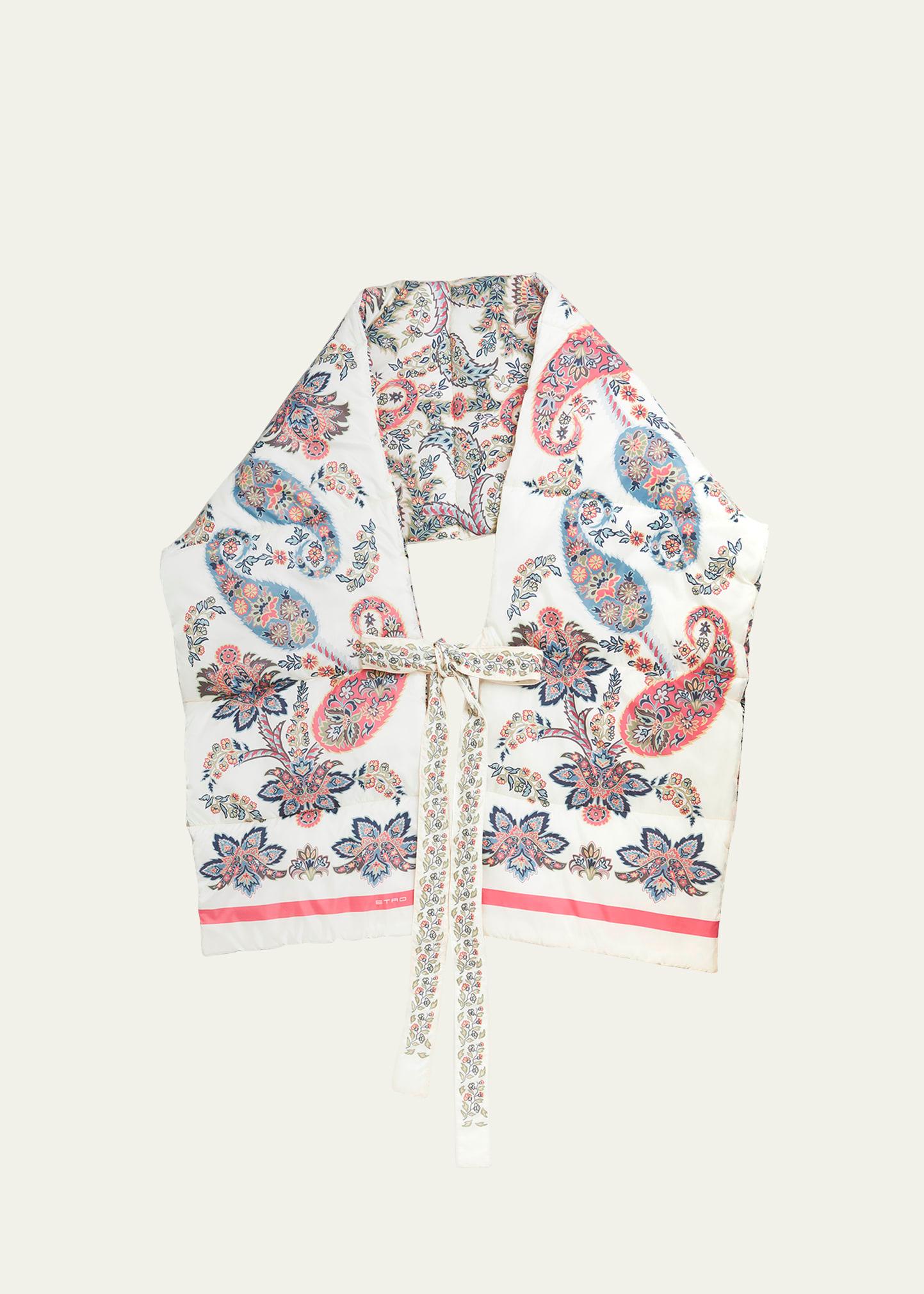 paisley quilted wool-blend scarf