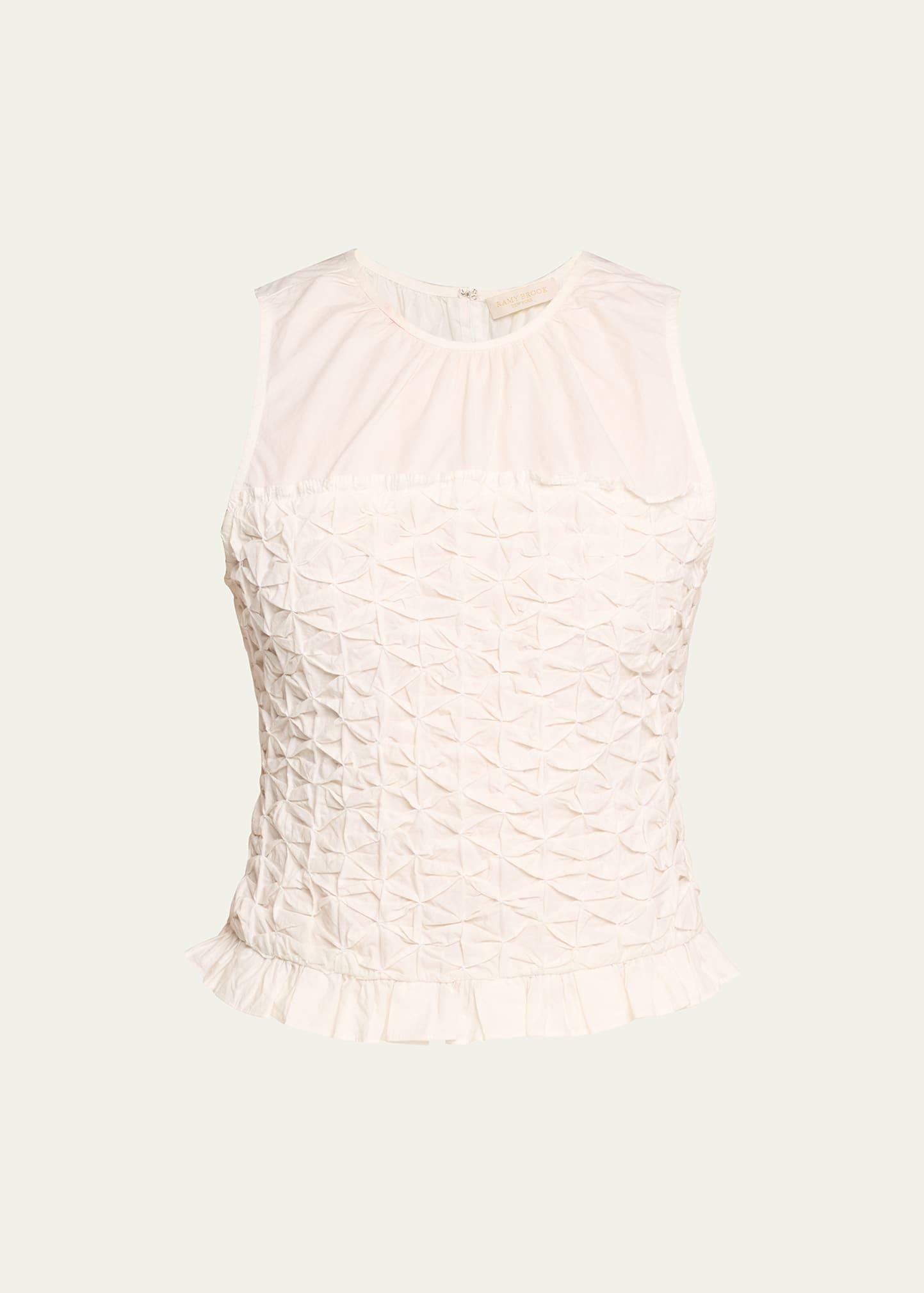 paisley textured ruffle-hem blouse