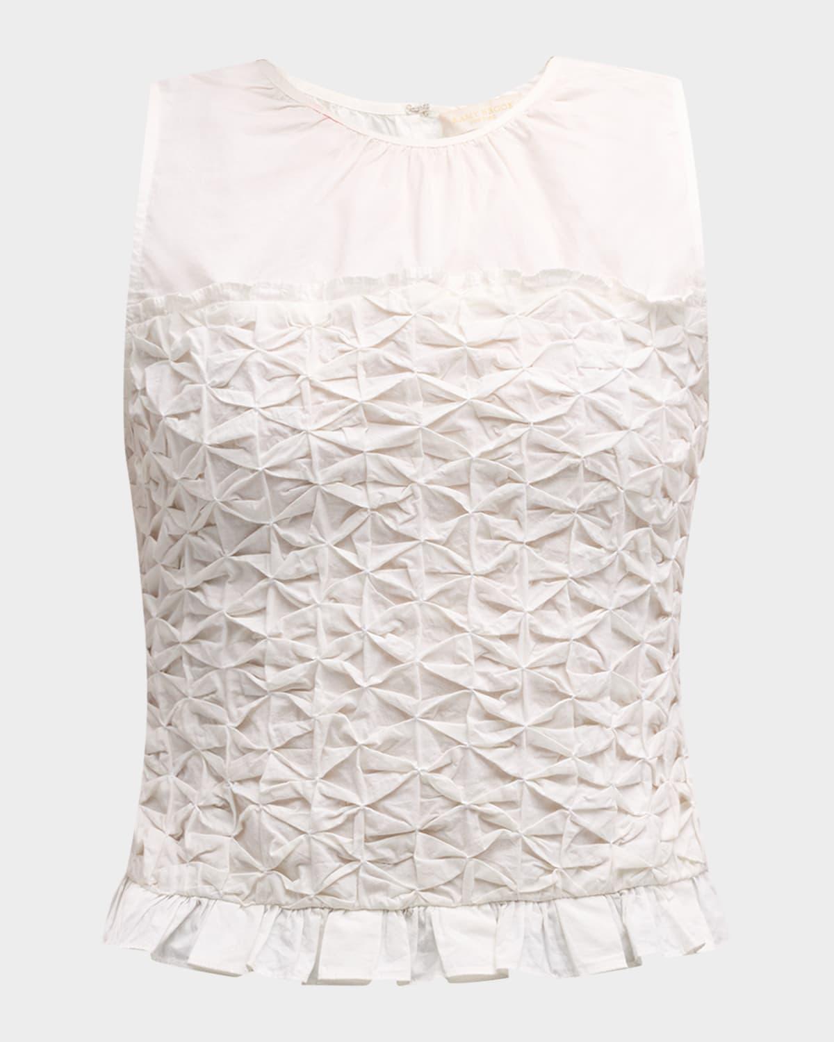 paisley textured ruffle-hem blouse
