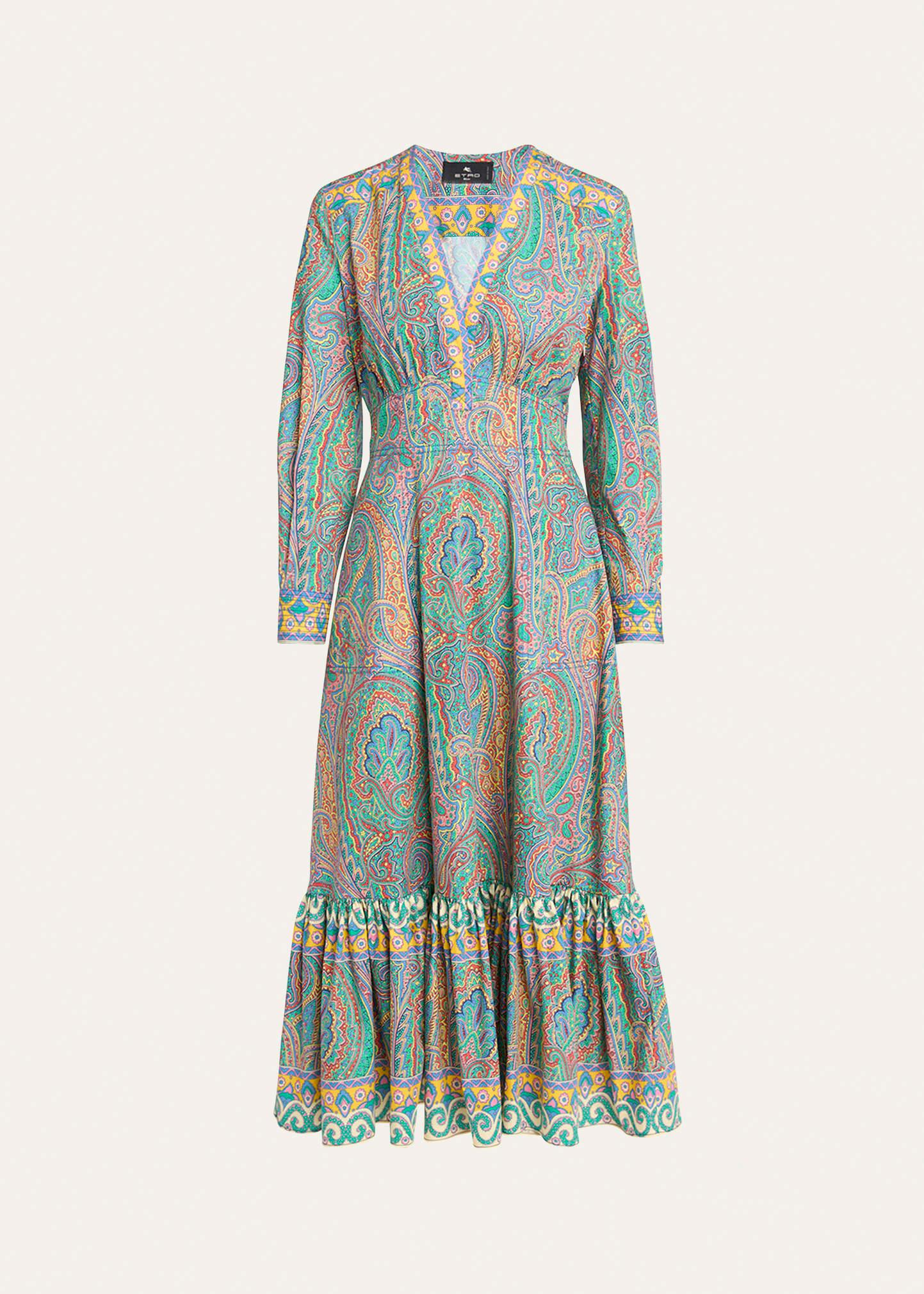 paisley v-neck midi dress