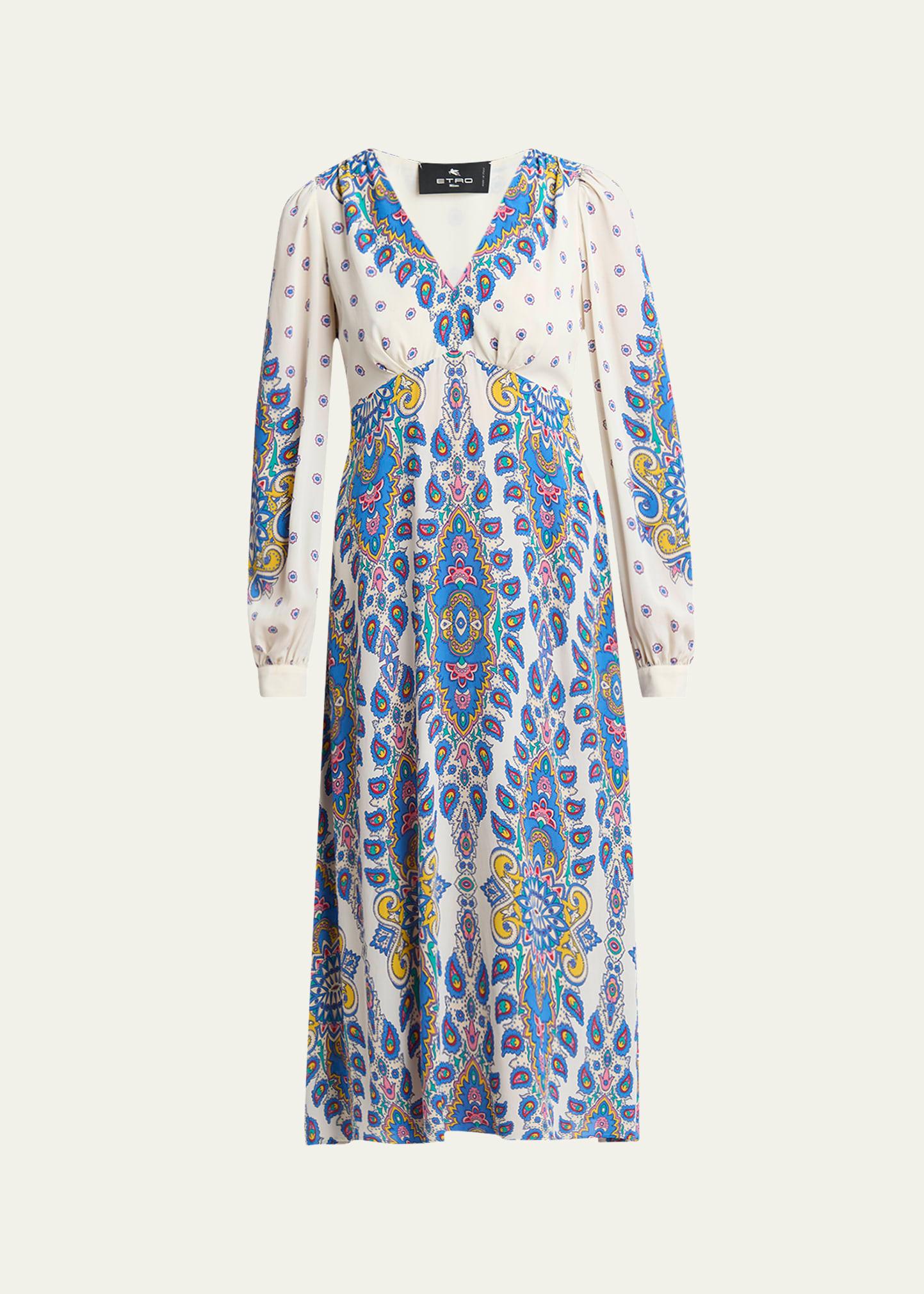 paisley v-neck midi dresses