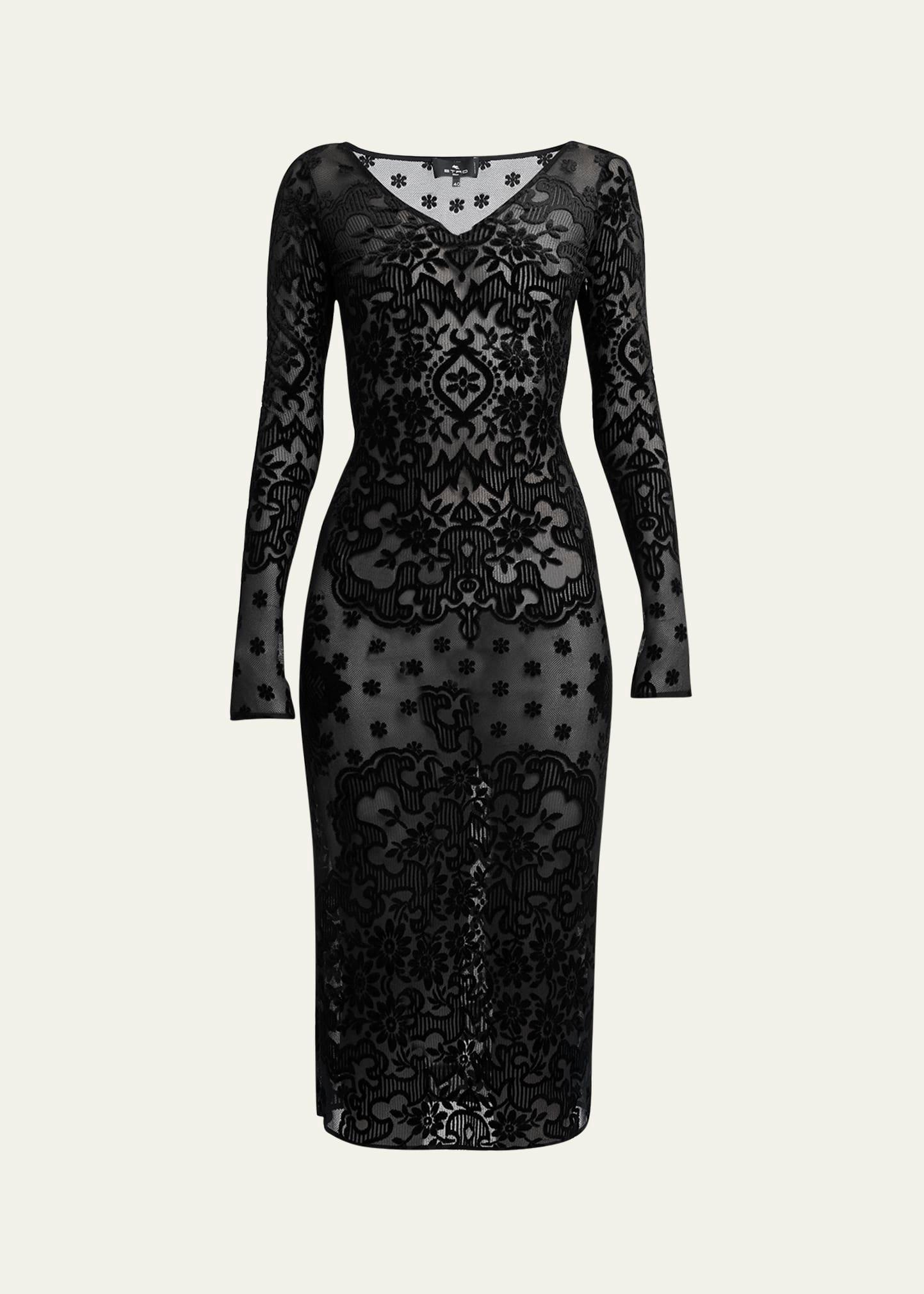 paisley velvet midi dress