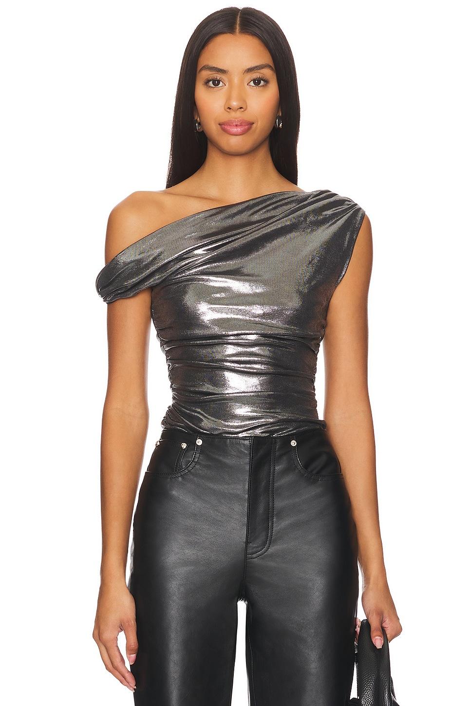 paison metallic jersey top