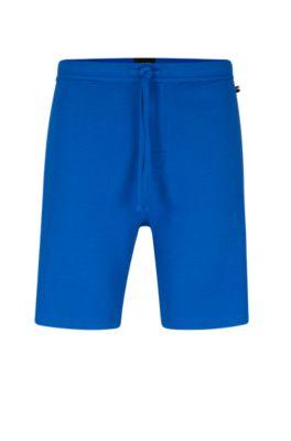 pajama shorts with embroidered logo- blue men's nightwear
