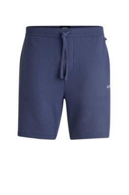 pajama shorts with embroidered logo- dark blue men's nightwear