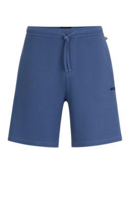 pajama shorts with embroidered logo- light blue men's nightwear