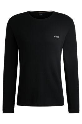 pajama t-shirt with embroidered logo- black men's nightwear