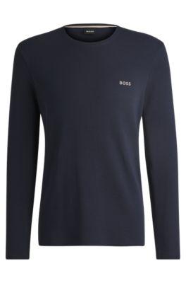 pajama t-shirt with embroidered logo- dark blue men's nightwear