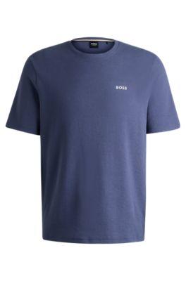 pajama t-shirt with embroidered logo- dark blue men's nightwear