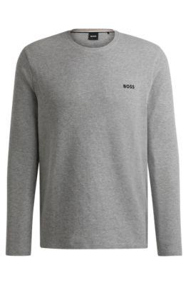 pajama t-shirt with embroidered logo- grey men's nightwear