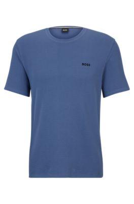 pajama t-shirt with embroidered logo- light blue men's nightwear